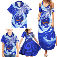Chuuk Micronesian Roots Family Matching Summer Maxi Dress and Hawaiian Shirt Polynesian Tribal Pattern Hibiscus Flower And Stingray Art