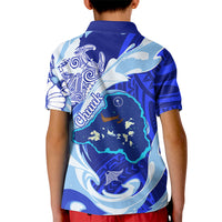 Chuuk Micronesian Roots Kid Polo Shirt Polynesian Tribal Pattern Hibiscus Flower And Stingray Art