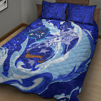 Chuuk Micronesian Roots Quilt Bed Set Polynesian Tribal Pattern Hibiscus Flower And Stingray Art