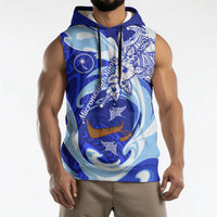 Chuuk Micronesian Roots Sleeveless Hoodie Polynesian Tribal Pattern Hibiscus Flower And Stingray Art