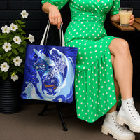 Chuuk Micronesian Roots Tote Bag Polynesian Tribal Pattern Hibiscus Flower And Stingray Art