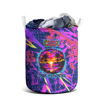 Chuuk Tropical Sunset Coordinates Laundry Basket Neon Graffiti Polynesian Tribal