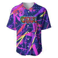Chuuk Tropical Sunset Coordinates Baseball Jersey Neon Graffiti Polynesian Tribal