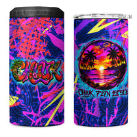 Chuuk Tropical Sunset Coordinates 4 in 1 Can Cooler Tumbler Neon Graffiti Polynesian Tribal