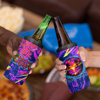 Chuuk Tropical Sunset Coordinates 4 in 1 Can Cooler Tumbler Neon Graffiti Polynesian Tribal