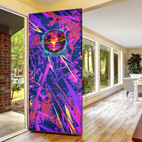 Chuuk Tropical Sunset Coordinates Door Cover Neon Graffiti Polynesian Tribal