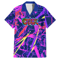 Chuuk Tropical Sunset Coordinates Family Matching Puletasi and Hawaiian Shirt Neon Graffiti Polynesian Tribal