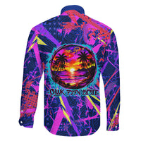 Chuuk Tropical Sunset Coordinates Family Matching Summer Maxi Dress and Hawaiian Shirt Neon Graffiti Polynesian Tribal