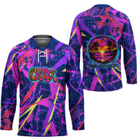 Chuuk Tropical Sunset Coordinates Hockey Jersey Neon Graffiti Polynesian Tribal