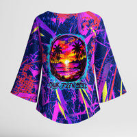 Chuuk Tropical Sunset Coordinates Kimono Sleeve Blouse Neon Graffiti Polynesian Tribal