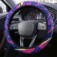 Chuuk Tropical Sunset Coordinates Steering Wheel Cover Neon Graffiti Polynesian Tribal