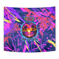 Chuuk Tropical Sunset Coordinates Tapestry Neon Graffiti Polynesian Tribal