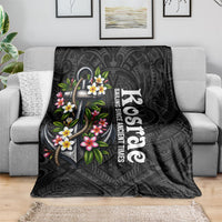 Kosrae Nautical Heritage Blanket Polynesian Tribal Anchor With Plumeria Tropical Art