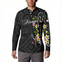 Kosrae Nautical Heritage Button Sweatshirt Polynesian Tribal Anchor With Plumeria Tropical Art