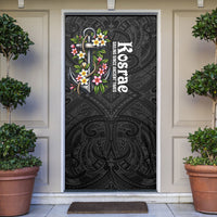 Kosrae Nautical Heritage Door Cover Polynesian Tribal Anchor With Plumeria Tropical Art
