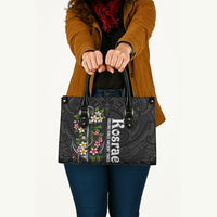 Kosrae Nautical Heritage Leather Bag Polynesian Tribal Anchor With Plumeria Tropical Art