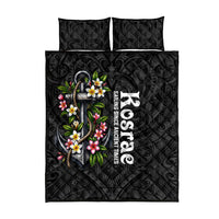 Kosrae Nautical Heritage Quilt Bed Set Polynesian Tribal Anchor With Plumeria Tropical Art