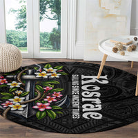 Kosrae Nautical Heritage Round Carpet Polynesian Tribal Anchor With Plumeria Tropical Art