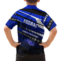 Kosrae Deep Sea Scuba Diving Family Matching Off The Shoulder Long Sleeve Dress and Hawaiian Shirt Blue Hole Beneath The Surface Coral Reef Graphic Art