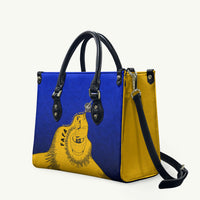 Kosrae Fafa Culinary Heritage Leather Bag Kosraean Gold Taro Tradition Illustration With Coconut Leaves