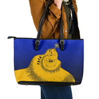Kosrae Fafa Culinary Heritage Leather Tote Bag Kosraean Gold Taro Tradition Illustration With Coconut Leaves