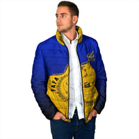 Kosrae Fafa Culinary Heritage Padded Jacket Kosraean Gold Taro Tradition Illustration With Coconut Leaves