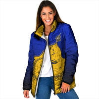 Kosrae Fafa Culinary Heritage Padded Jacket Kosraean Gold Taro Tradition Illustration With Coconut Leaves