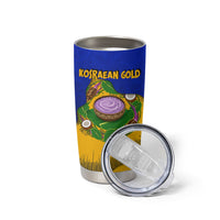 Kosrae Fafa Culinary Heritage Tumbler Cup Kosraean Gold Taro Tradition Illustration With Coconut Leaves