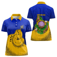 Kosrae Fafa Culinary Heritage Women Polo Shirt Kosraean Gold Taro Tradition Illustration With Coconut Leaves