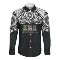 AIGA Always In Gods Arms Samoa Long Sleeve Button Shirt Polynesian Tribal Tattoo Art Family Heritage Faith TS04 Unisex Black White - Polynesian Pride