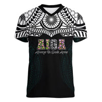 AIGA Always In Gods Arms Samoa Women V-Neck T-Shirt Polynesian Tribal Tattoo Art Family Heritage Faith TS04 Female Black White - Polynesian Pride