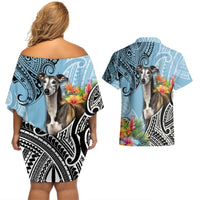 Polynesian Greyhound Couples Matching Off Shoulder Short Dress and Hawaiian Shirt Polynesian Pattern And Greyhound TS04 - Polynesian Pride