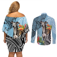 Polynesian Greyhound Couples Matching Off Shoulder Short Dress and Long Sleeve Button Shirts Polynesian Pattern And Greyhound TS04 - Polynesian Pride