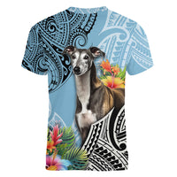 Polynesian Greyhound Women V Neck T Shirt Polynesian Pattern And Greyhound TS04 - Polynesian Pride