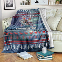 Tonga Christmas Blanket with Singing Whale Ocean Scene National Coat of Arms - Polynesian Pride