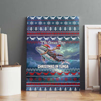 Tonga Christmas Canvas Wall Art with Singing Whale Ocean Scene National Coat of Arms - Polynesian Pride