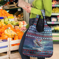 Tonga Christmas Grocery Bag with Singing Whale Ocean Scene National Coat of Arms - Polynesian Pride