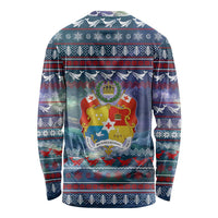Tonga Christmas Long Sleeve Shirt with Singing Whale Ocean Scene National Coat of Arms - Polynesian Pride
