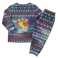 Tonga Christmas Pajama Set with Singing Whale Ocean Scene National Coat of Arms - Polynesian Pride