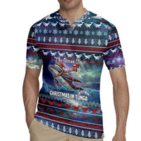 Tonga Christmas Rugby Jersey with Singing Whale Ocean Scene National Coat of Arms - Polynesian Pride