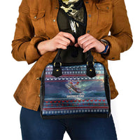 Tonga Christmas Shoulder Handbag with Singing Whale Ocean Scene National Coat of Arms - Polynesian Pride