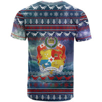 Tonga Christmas T Shirt with Singing Whale Ocean Scene National Coat of Arms - Polynesian Pride