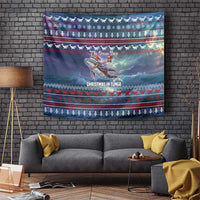 Tonga Christmas Tapestry with Singing Whale Ocean Scene National Coat of Arms - Polynesian Pride