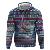 Tonga Christmas Zip Hoodie with Singing Whale Ocean Scene National Coat of Arms - Polynesian Pride