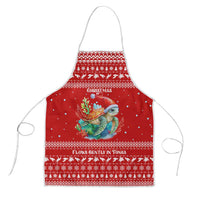 Tonga Christmas Apron with Sea Turtle Coral Reef Design Snowflake Pattern and National Emblem - Polynesian Pride