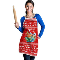 Tonga Christmas Apron with Sea Turtle Coral Reef Design Snowflake Pattern and National Emblem - Polynesian Pride
