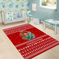 Tonga Christmas Area Rug with Sea Turtle Coral Reef Design Snowflake Pattern and National Emblem - Polynesian Pride