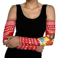 Tonga Christmas Arm Sleeves with Sea Turtle Coral Reef Design Snowflake Pattern and National Emblem - Polynesian Pride