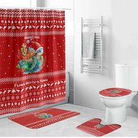 Tonga Christmas Bathroom Set with Sea Turtle Coral Reef Design Snowflake Pattern and National Emblem - Polynesian Pride