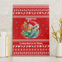 Tonga Christmas Canvas Wall Art with Sea Turtle Coral Reef Design Snowflake Pattern and National Emblem - Polynesian Pride